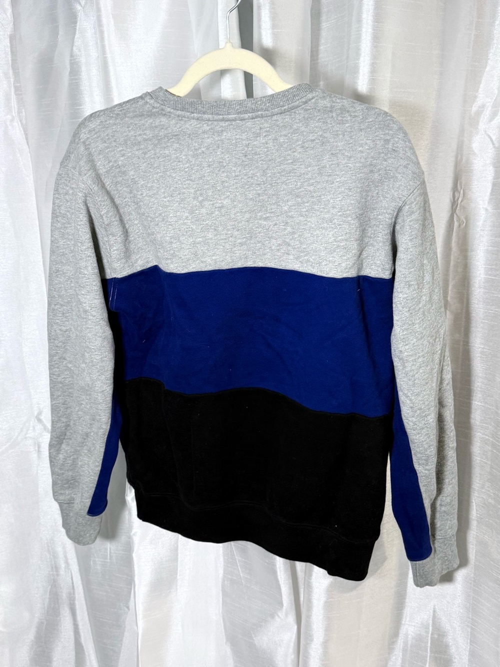 TNA Gray Royal Blue Black Colorblock Crewneck Sweater - Picture 2 of 3